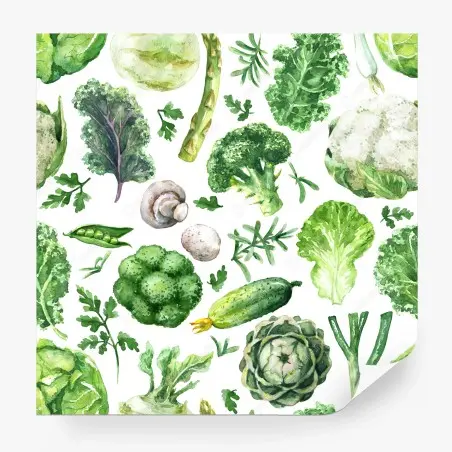 Papier peint motif légumes verts en aquarelle – Wallnifity®