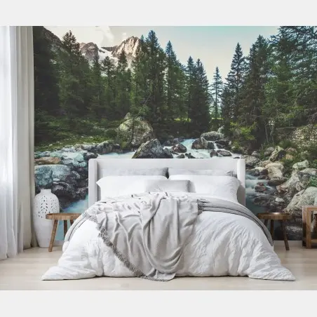 Papier peint rivière alpine du Val Ferret, Alpes italiennes – Wallnifity®