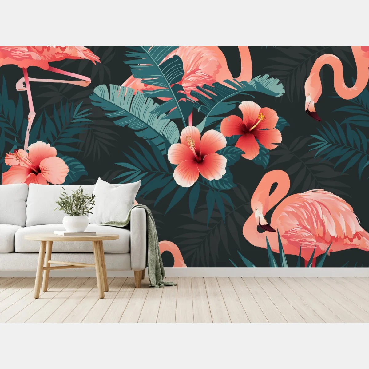 Papier peint motif tropical aux flamants roses – Wallnifity® Papier peint motif tropical aux flamants roses – Wallnifity®