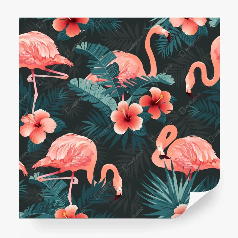 Papier peint motif tropical aux flamants roses – Wallnifity® Papier peint motif tropical aux flamants roses – Wallnifity®