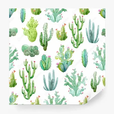 Papier peint motif de cactus aquarelle – Wallnifity®