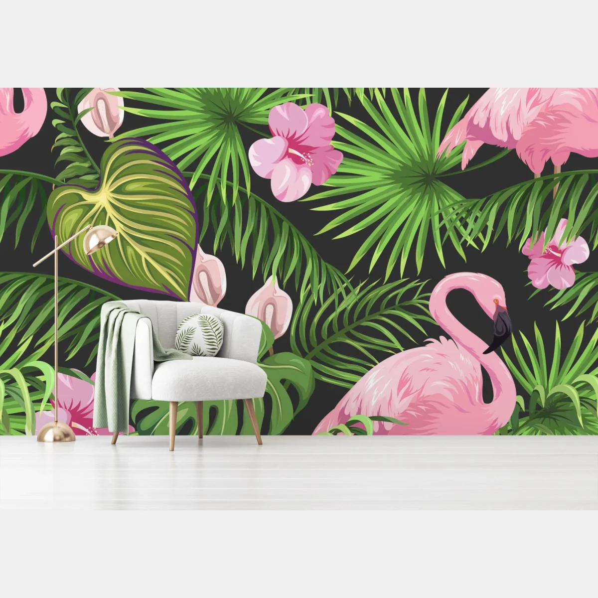 Papier peint jungle tropicale aux flamants roses – Wallnifity® Papier peint jungle tropicale aux flamants roses – Wallnifity®