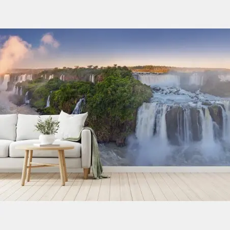 Papier peint panorama des chutes d'Iguazú au lever du soleil – Wallnifity®