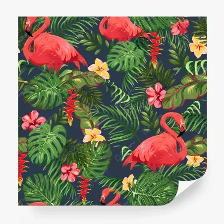 Papier peint paradis tropical aux flamants roses – Wallnifity®