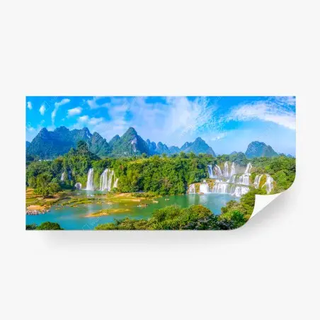Papier peint cascade spectaculaire dans un paysage karstique – Wallnifity®