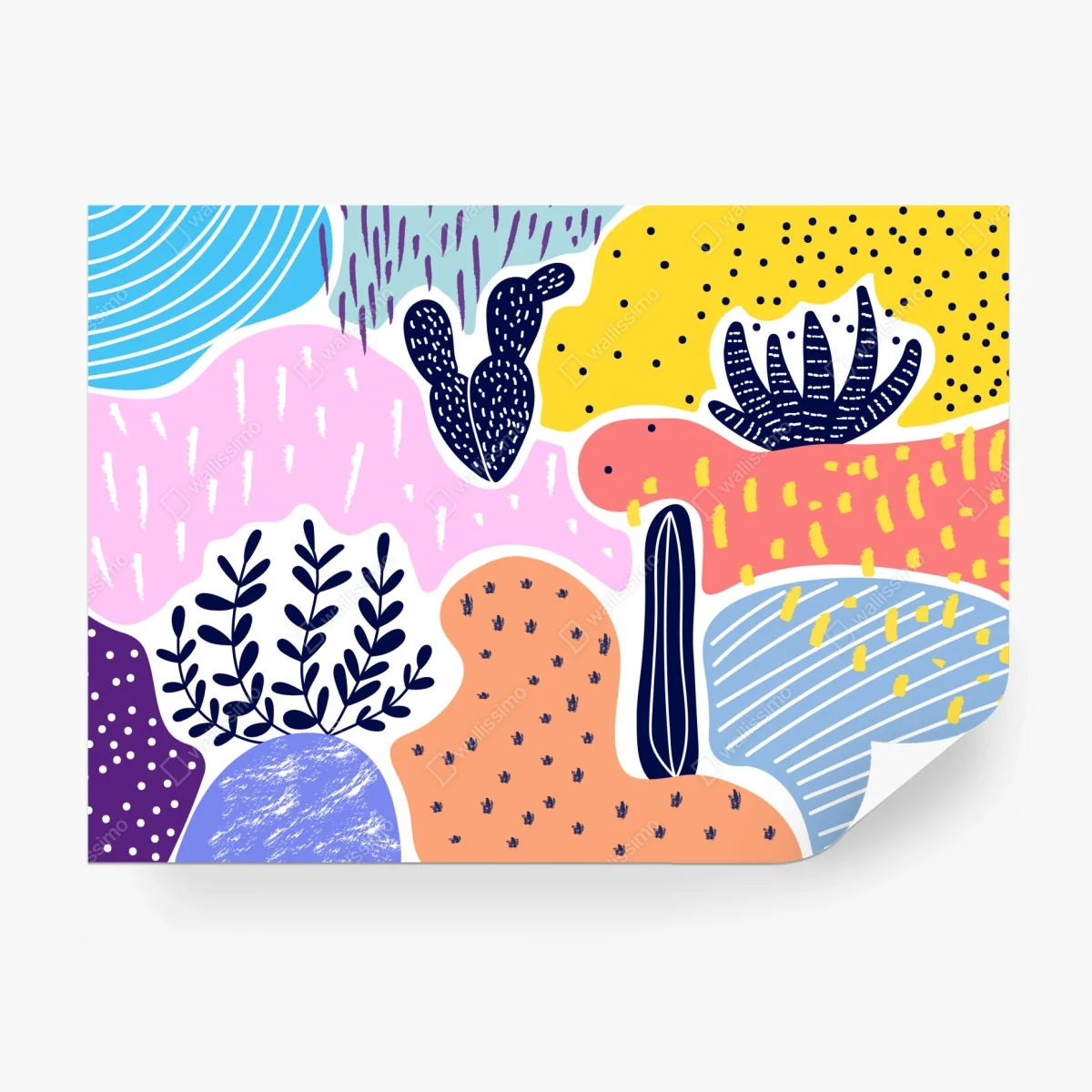 Papier peint composition botanique colorée aux formes organiques – Wallnifity® Papier peint composition botanique colorée aux formes organiques – Wallnifity®