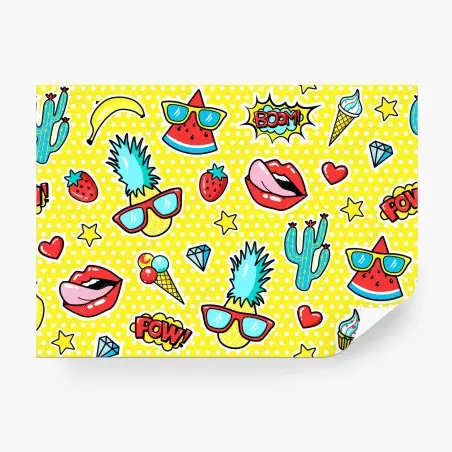 Papier peint motifs pop art estivaux colorés – Wallnifity®