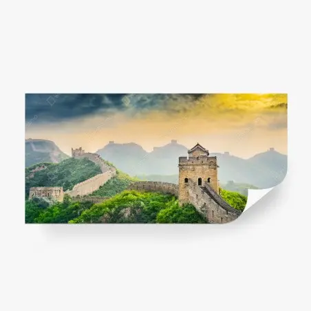 Papier peint vue panoramique de la Grande Muraille de Chine au coucher du soleil – Wallnifity®