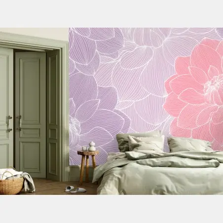 Papier peint motif floral pastel délicat – Wallnifity®