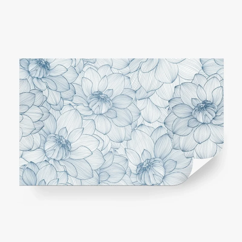 Papier peint motif floral linéaire bleu élégant – Wallnifity® Papier peint motif floral linéaire bleu élégant – Wallnifity®