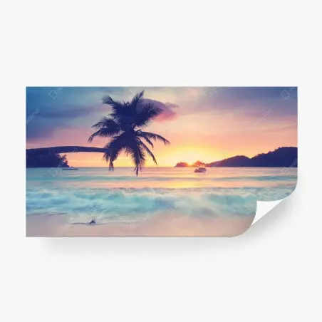 Papier peint paysage tropical au coucher de soleil – Wallnifity®
