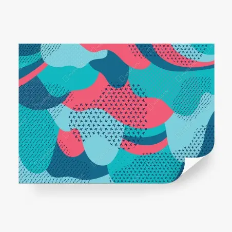 Papier peint motif abstrait turquoise et rose aux formes organiques – Wallnifity®