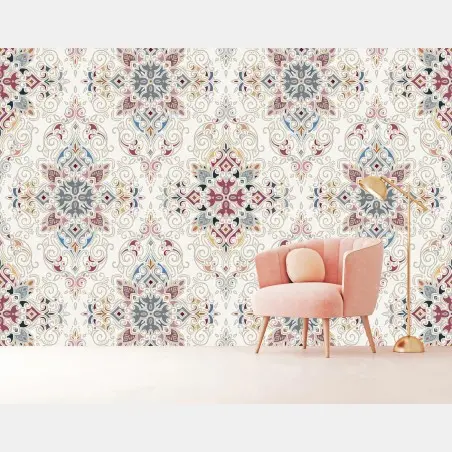 Papier peint motif damassé floral élégant – Wallnifity®