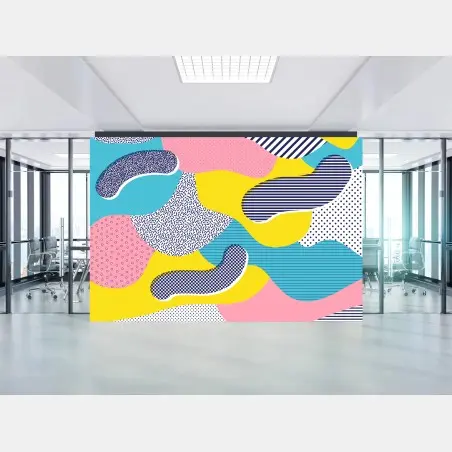 Papier peint composition abstraite pop colorée – Wallnifity®