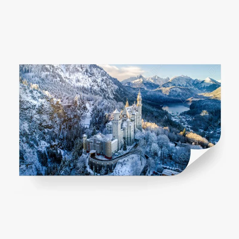 Papier peint château de Neuschwanstein sous la neige – Wallnifity® Papier peint château de Neuschwanstein sous la neige – Wallnifity®