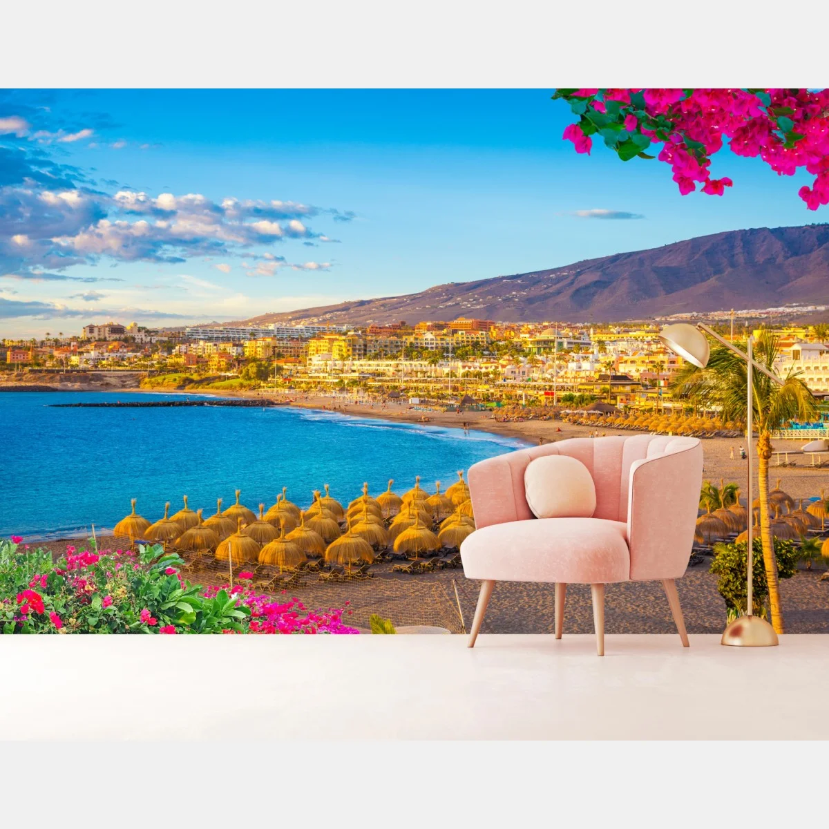 Papier peint vue ensoleillée de Torviscas à Tenerife – Wallnifity® Papier peint vue ensoleillée de Torviscas à Tenerife – Wallnifity®