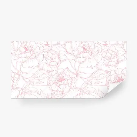 Papier peint pivoines délicates aux contours roses – Wallnifity®