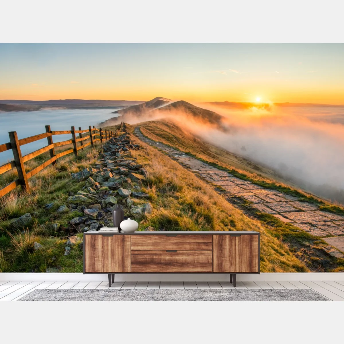 Papier peint crête brumeuse au lever du soleil – Wallnifity® Papier peint crête brumeuse au lever du soleil – Wallnifity®