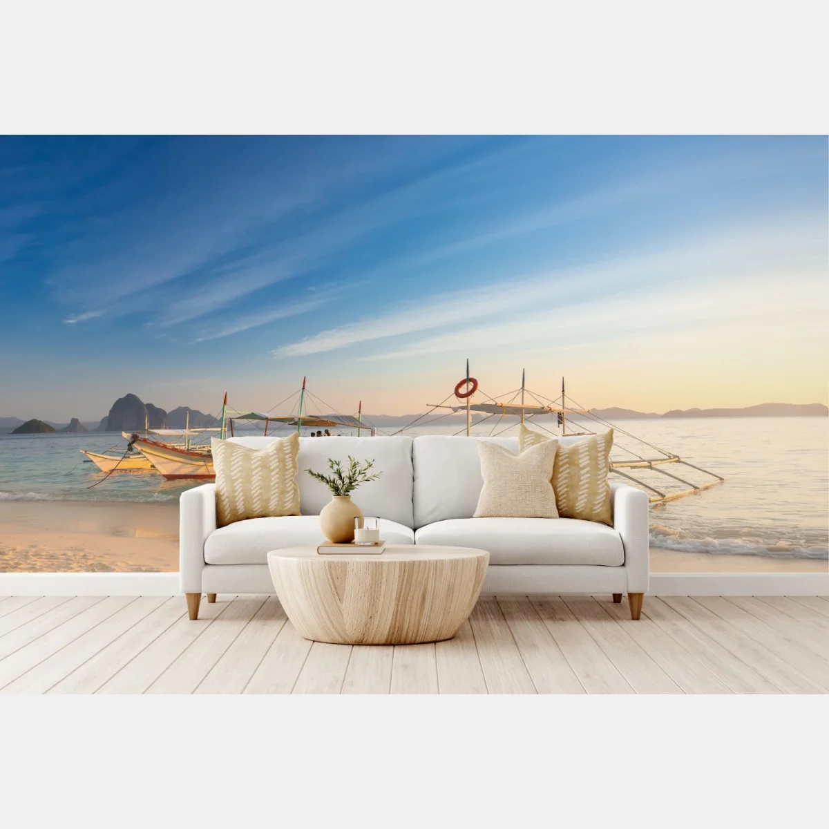 Papier peint bateaux traditionnels au coucher du soleil – Wallnifity® Papier peint bateaux traditionnels au coucher du soleil – Wallnifity®