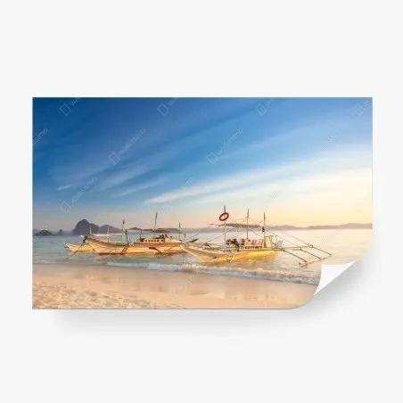 Papier peint bateaux traditionnels au coucher du soleil – Wallnifity®