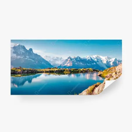 Papier peint panorama du Lac Blanc et du Mont Blanc – Wallnifity®