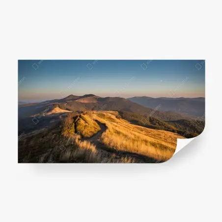 Papier peint crête montagneuse dorée au coucher du soleil – Wallnifity®