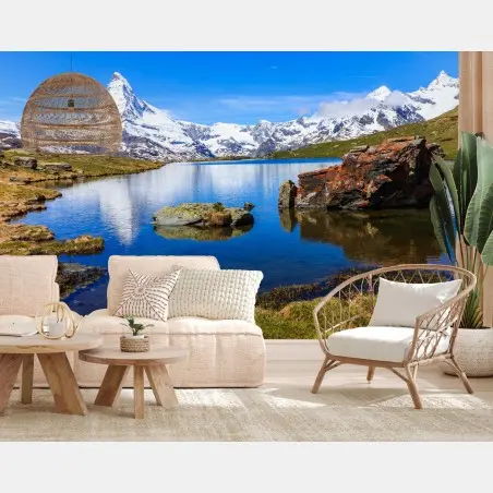 Papier peint reflets du Cervin au lac Stellisee – Wallnifity®