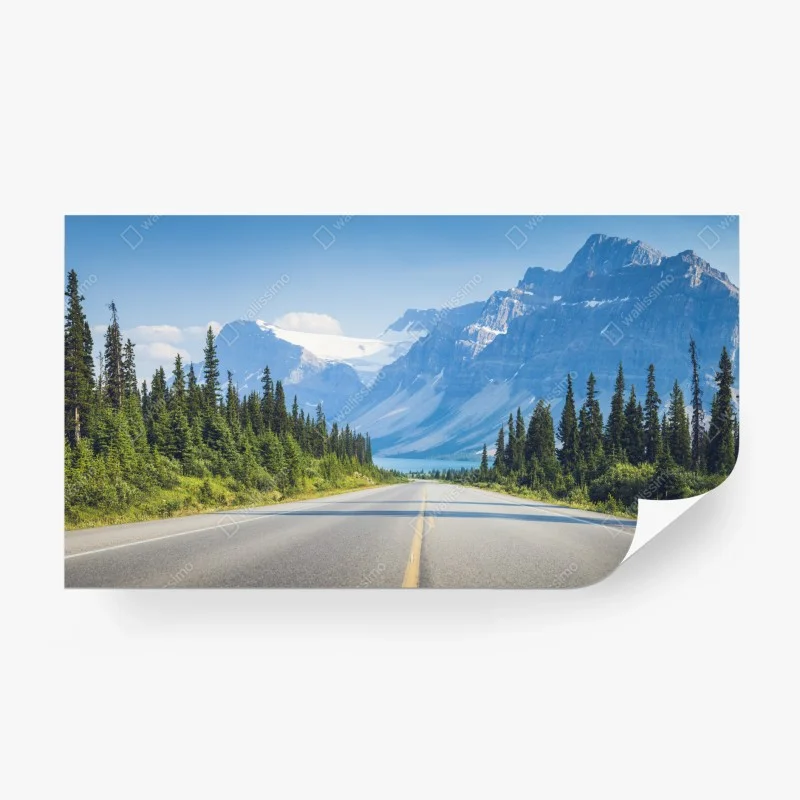 Papier peint route vers un lac et des montagnes glacées – Wallnifity® Papier peint route vers un lac et des montagnes glacées – Wallnifity®