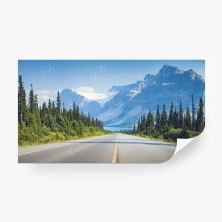 Papier peint route vers un lac et des montagnes glacées – Wallnifity®
