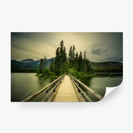 Papier peint promenade vers l'île Pyramid sur le lac Pyramid, Jasper National Park – Wallnifity®