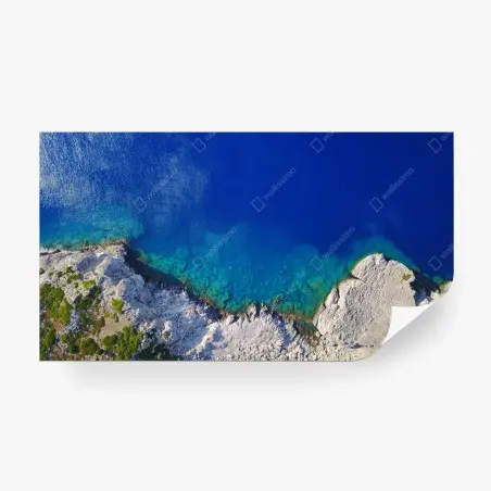Papier peint côte rocheuse et mer turquoise vue aérienne – Wallnifity®