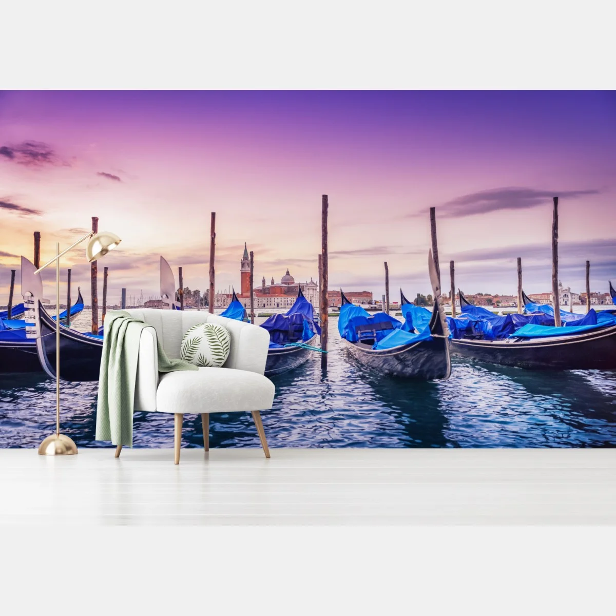 Papier peint gondoles au crépuscule à Venise – Wallnifity® Papier peint gondoles au crépuscule à Venise – Wallnifity®