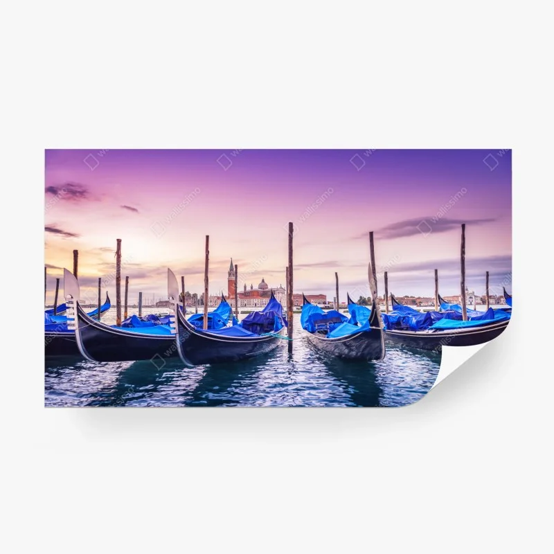 Papier peint gondoles au crépuscule à Venise – Wallnifity® Papier peint gondoles au crépuscule à Venise – Wallnifity®