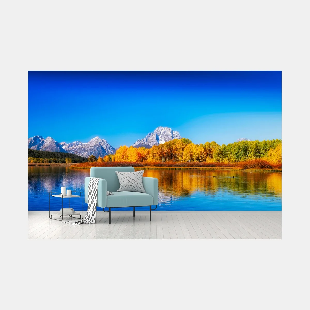 Papier peint reflets d'automne sur le lac – Wallnifity® Papier peint reflets d'automne sur le lac – Wallnifity®