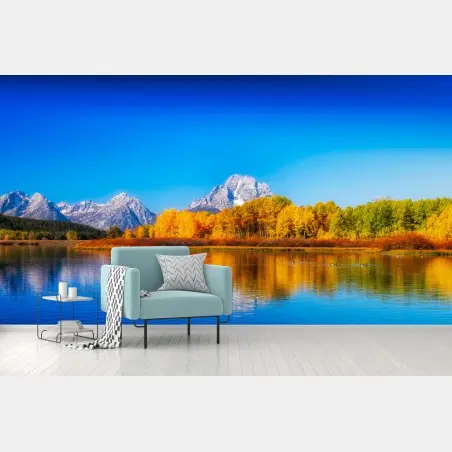 Papier peint reflets d'automne sur le lac – Wallnifity®