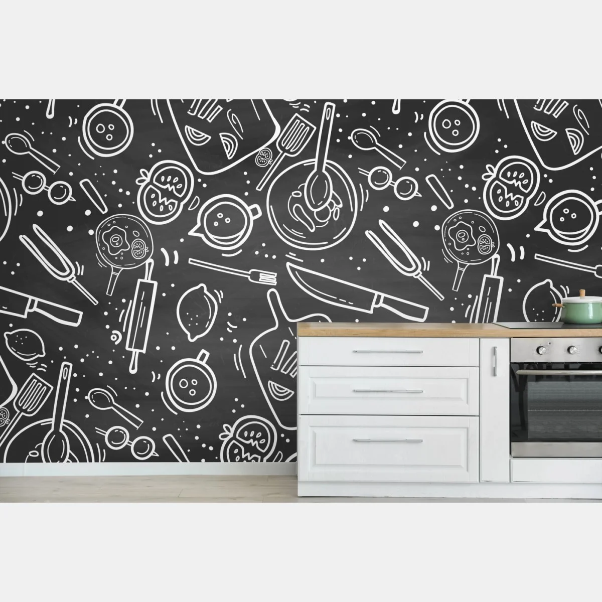 Papier peint motif culinaire sur ardoise – Wallnifity® Papier peint motif culinaire sur ardoise – Wallnifity®