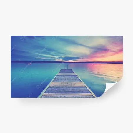 Papier peint ponton vers l'horizon au coucher de soleil – Wallnifity®