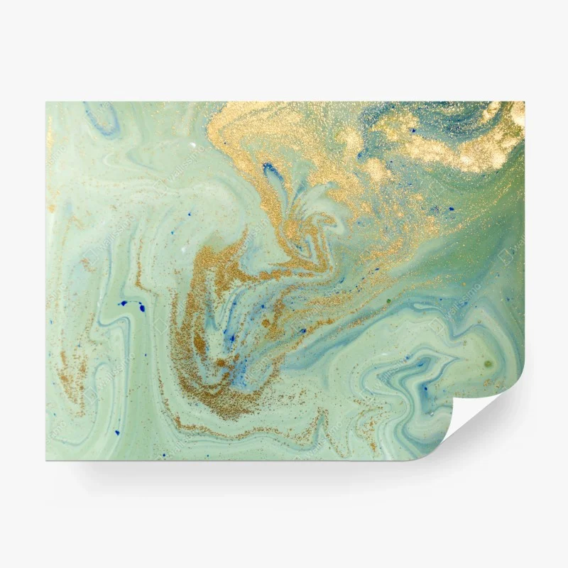 Papier peint marbrure océanique aux éclats dorés – Wallnifity®
