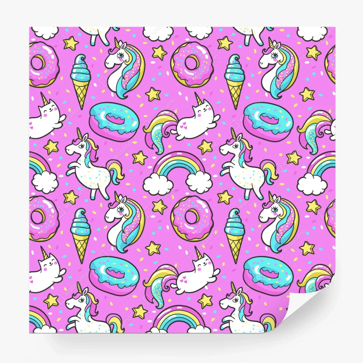 Papier peint rêve pastel de licornes, beignets et arc-en-ciel – Wallnifity® Papier peint rêve pastel de licornes, beignets et arc-en-ciel – Wallnifity®