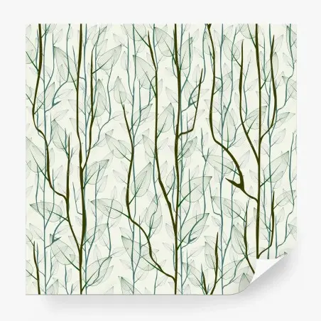 Papier peint motif délicat de branches et feuilles translucides – Wallnifity®