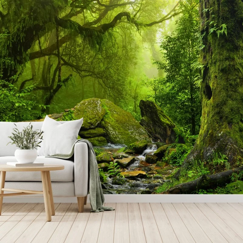 Papier peint clairière verte enchantée – Wallnifity®