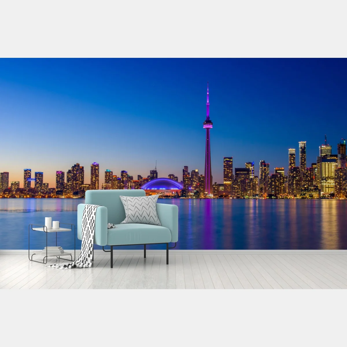 Papier peint panorama nocturne de Toronto avec la tour CN – Wallnifity® Papier peint panorama nocturne de Toronto avec la tour CN – Wallnifity®