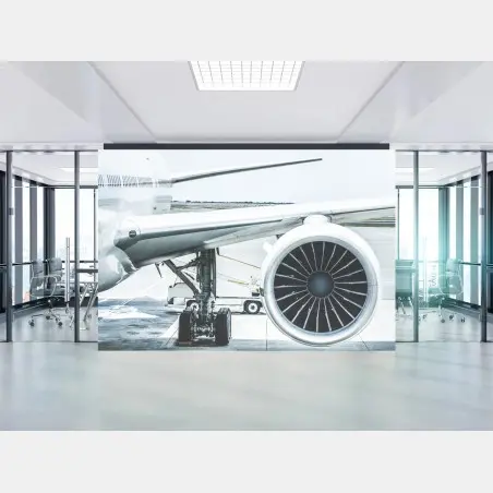 Papier peint détail moteur d'avion au terminal – Wallnifity®
