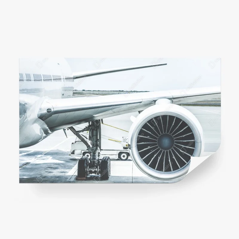 Papier peint détail moteur d'avion au terminal – Wallnifity®
