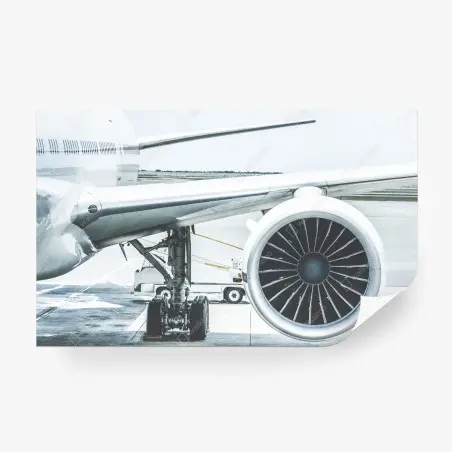 Papier peint détail moteur d'avion au terminal – Wallnifity®