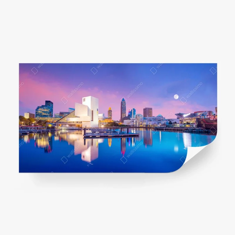 Papier peint crépuscule sur le front de mer de Cleveland – Wallnifity®