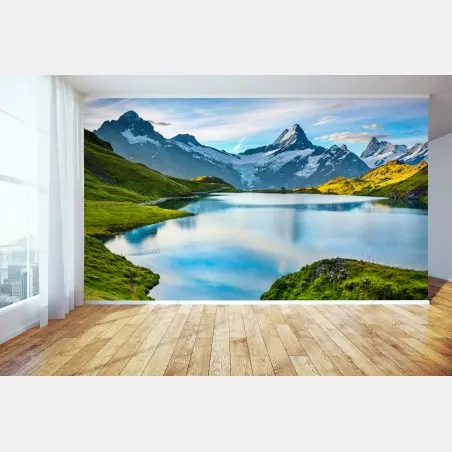 Papier peint reflets du Bachsee et sommets de Wetterhorn – Wallnifity®