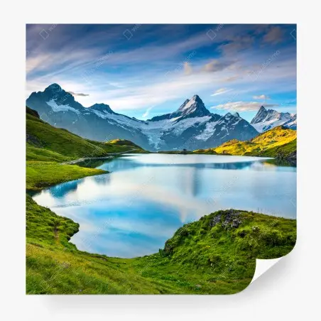 Papier peint reflets du Bachsee et sommets de Wetterhorn – Wallnifity®