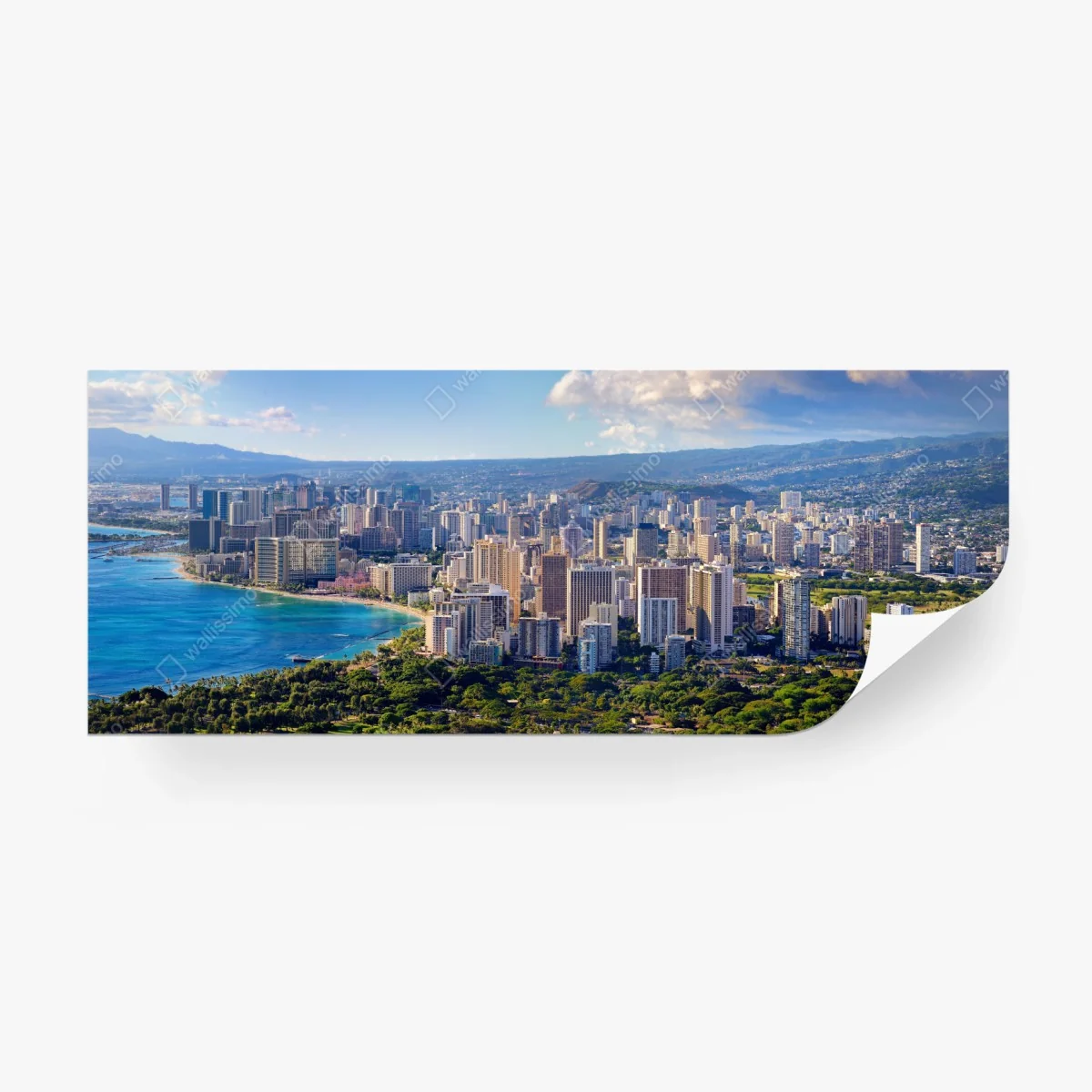Papier peint panorama côtier d'Honolulu – Wallnifity®