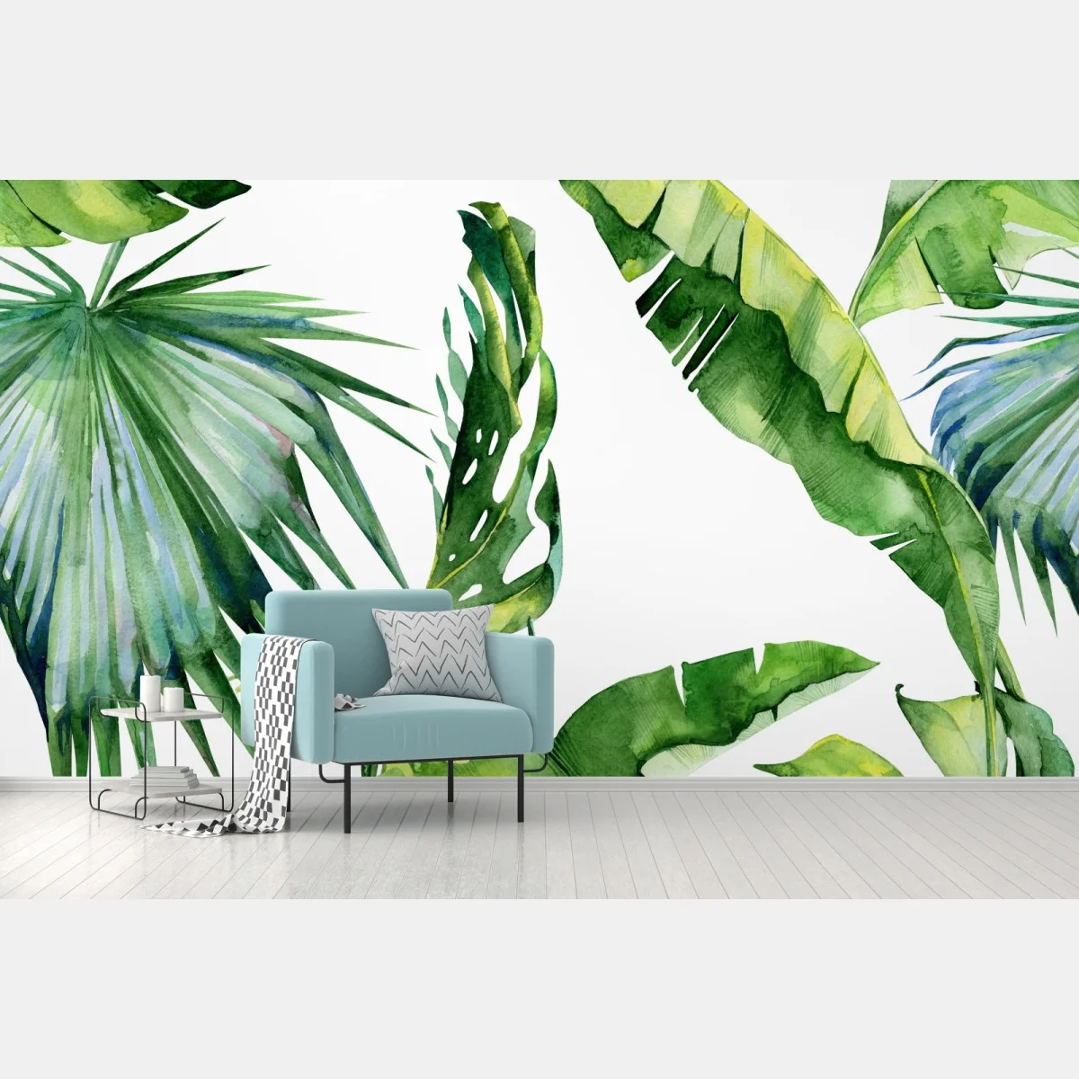 Papier peint motif feuilles tropicales en aquarelle – Wallnifity® Papier peint motif feuilles tropicales en aquarelle – Wallnifity®